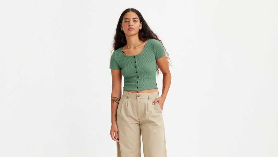 Dam Levi's  | Kortarmad Rach-Topp Granite Green - Gron